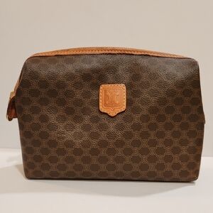Celine Macadam Tan and Brown Toiletry Bag